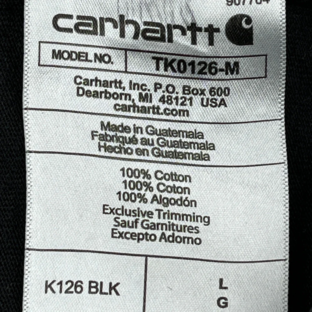 Carhartt Long Sleeve T-Shirt - Large Black Cotton - Image 4