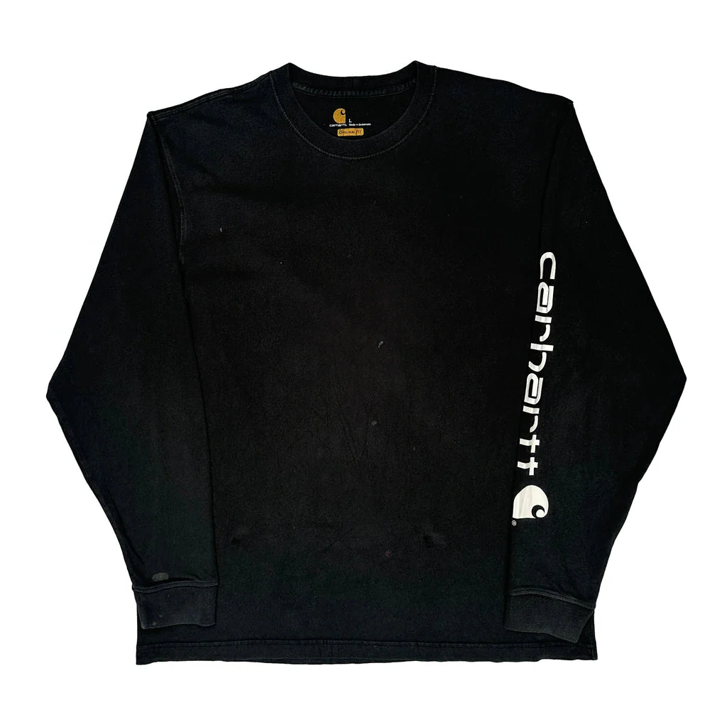Carhartt Long Sleeve T-Shirt - Large Black Cotton