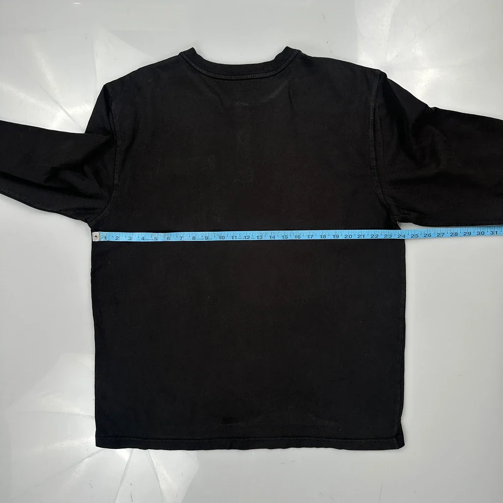 Carhartt Henley Long Sleeve T-Shirt - Large Black Cotton - Image 3
