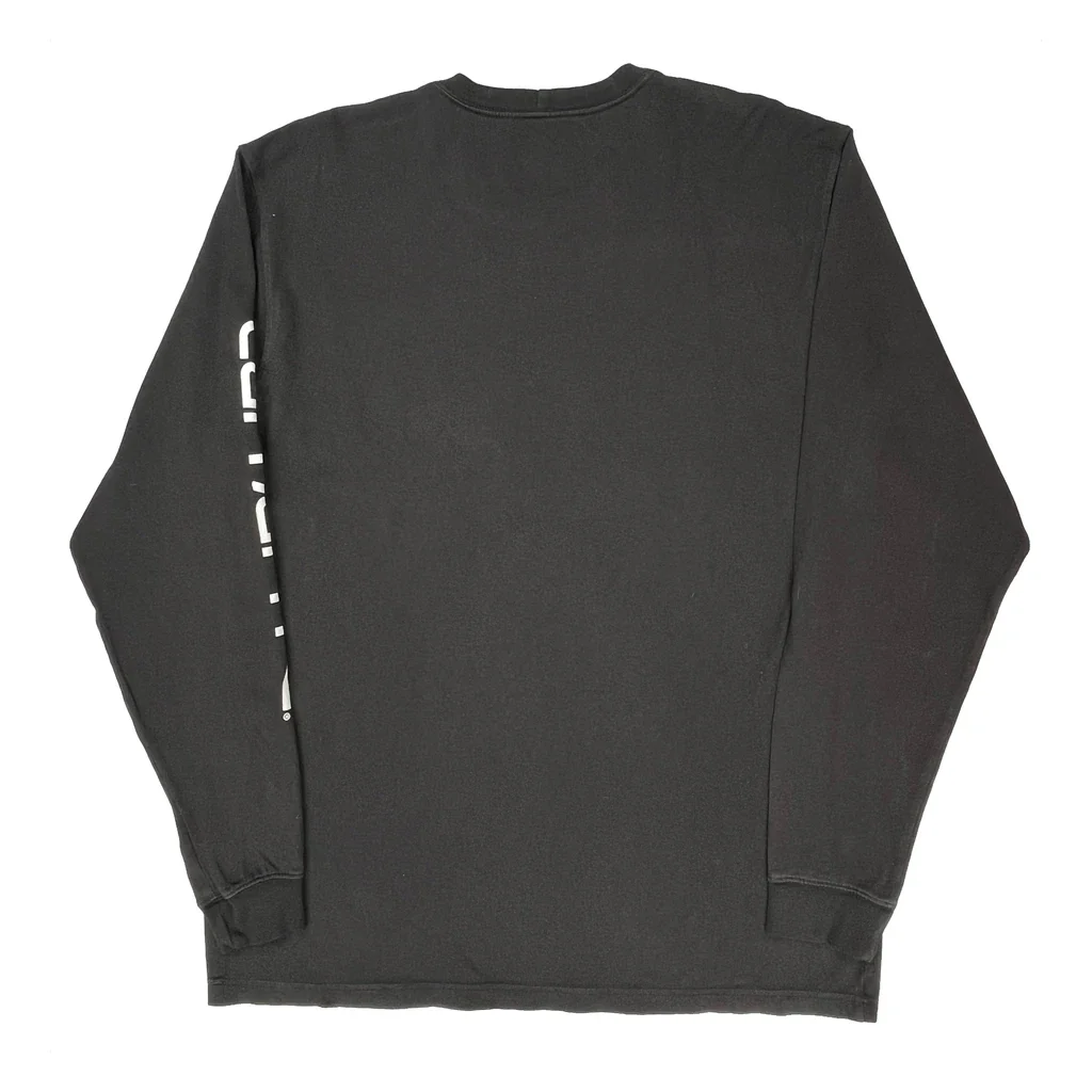 Carhartt Spellout Long Sleeve T-Shirt - Large Black Cotton - Image 2