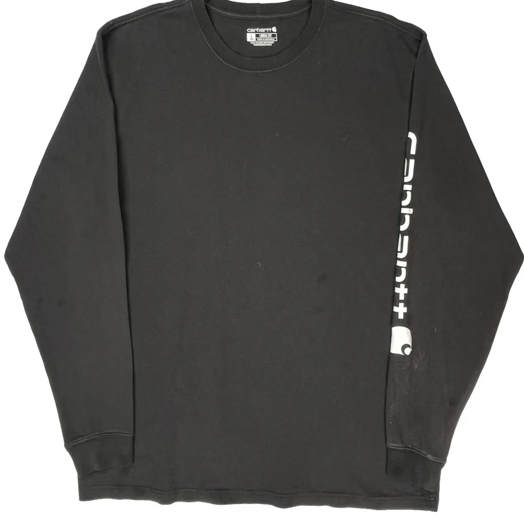 Carhartt Spellout Long Sleeve T-Shirt - Large Black Cotton - Image 4