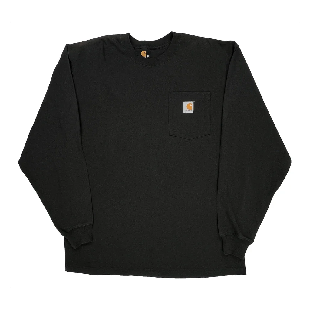 Carhartt Long Sleeve T-Shirt - Medium Black Cotton