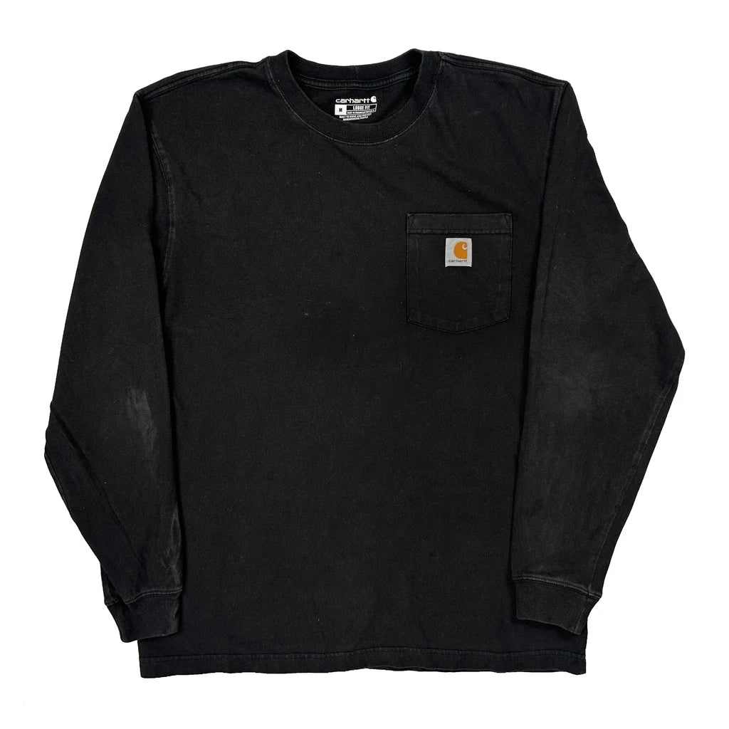 Carhartt Long Sleeve T-Shirt - Medium Black Cotton