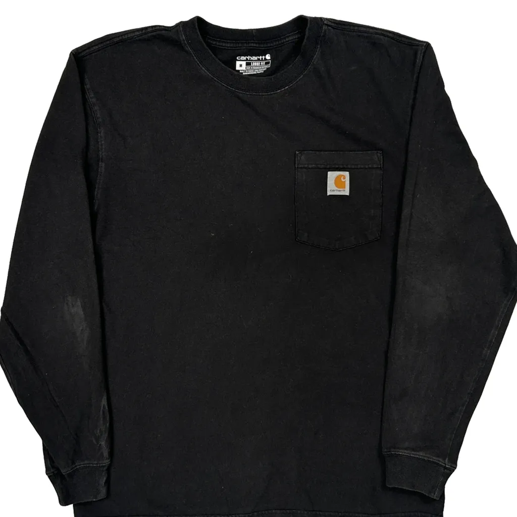 Carhartt Long Sleeve T-Shirt - Medium Black Cotton - Image 4