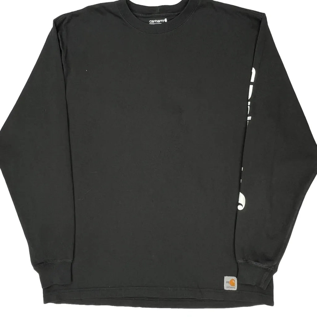 Carhartt Spellout Long Sleeve T-Shirt - Medium Black Cotton - Image 4