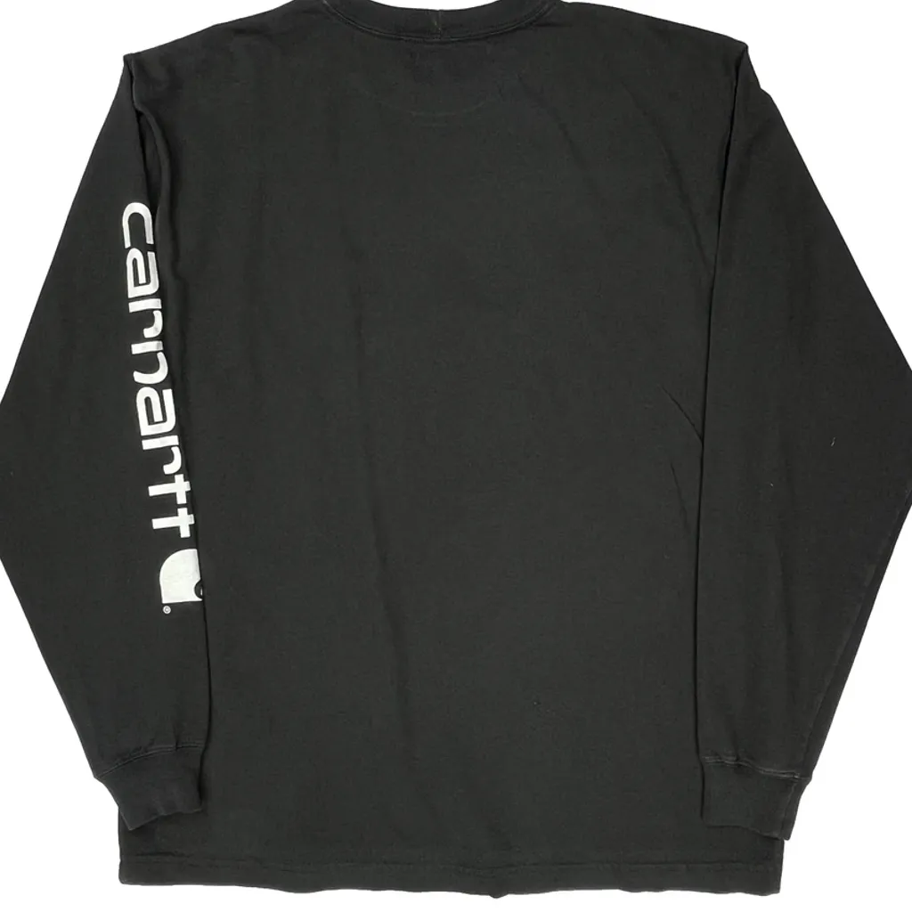 Carhartt Spellout Long Sleeve T-Shirt - Medium Black Cotton - Image 7