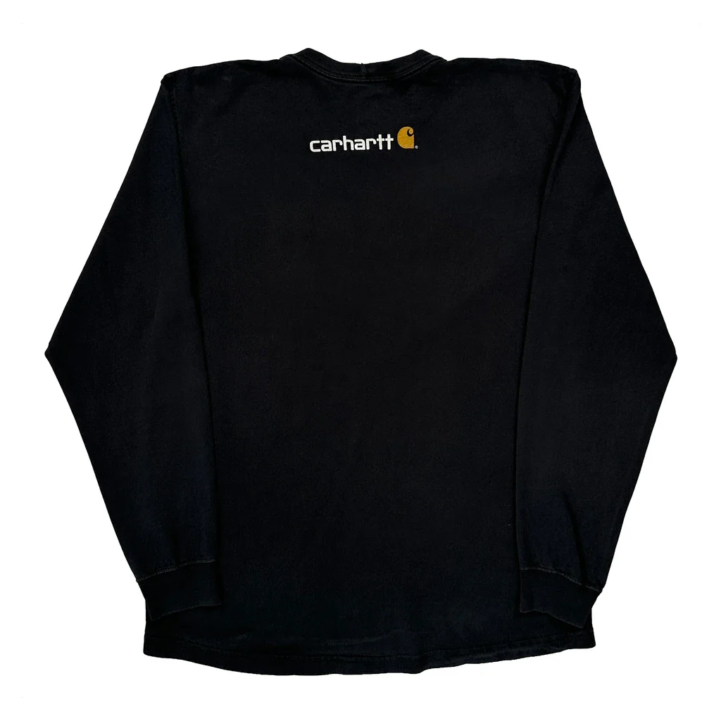 Carhartt Spellout Long Sleeve T-Shirt - Medium Black Cotton - Image 2