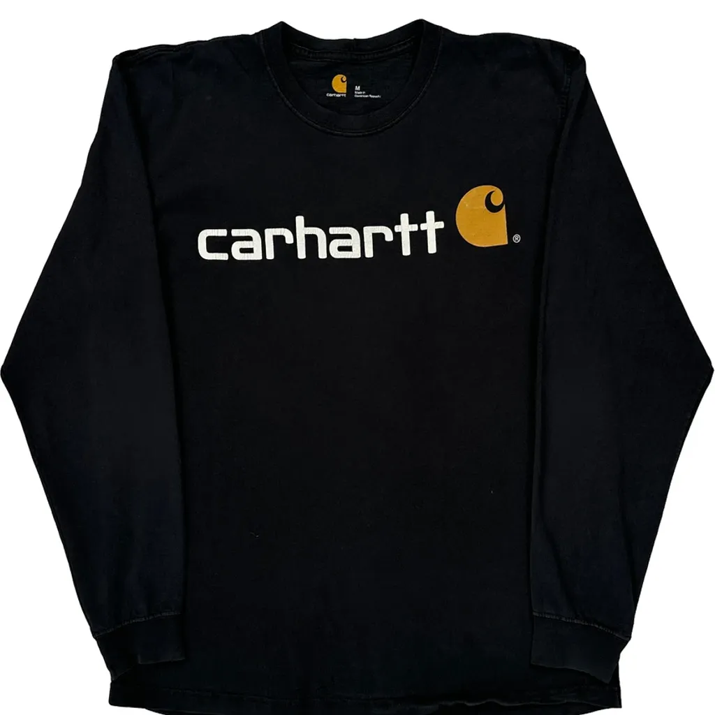Carhartt Spellout Long Sleeve T-Shirt - Medium Black Cotton - Image 5