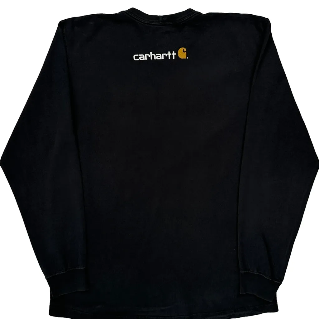 Carhartt Spellout Long Sleeve T-Shirt - Medium Black Cotton - Image 6