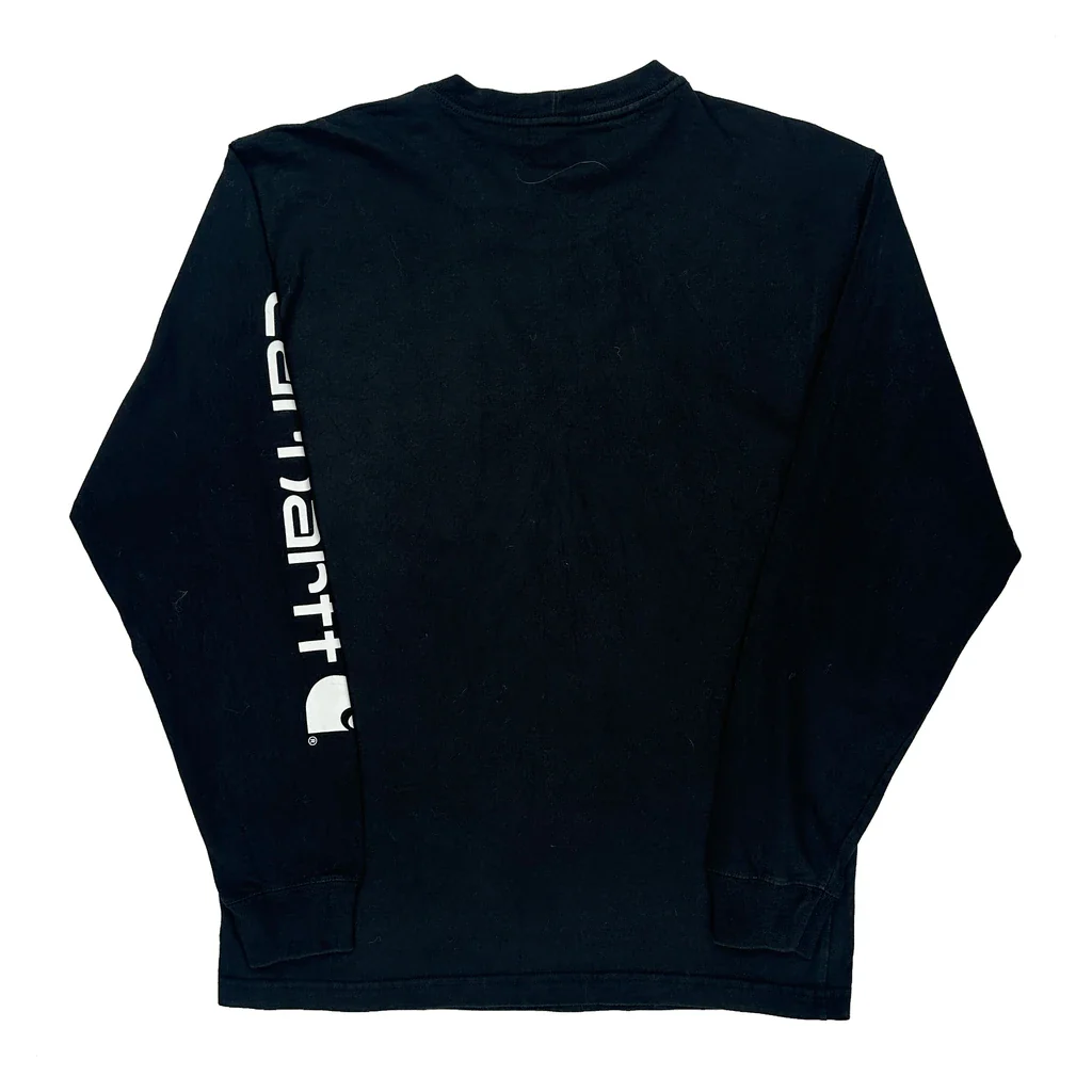 Carhartt Long Sleeve T-Shirt - Small Black Cotton - Image 2