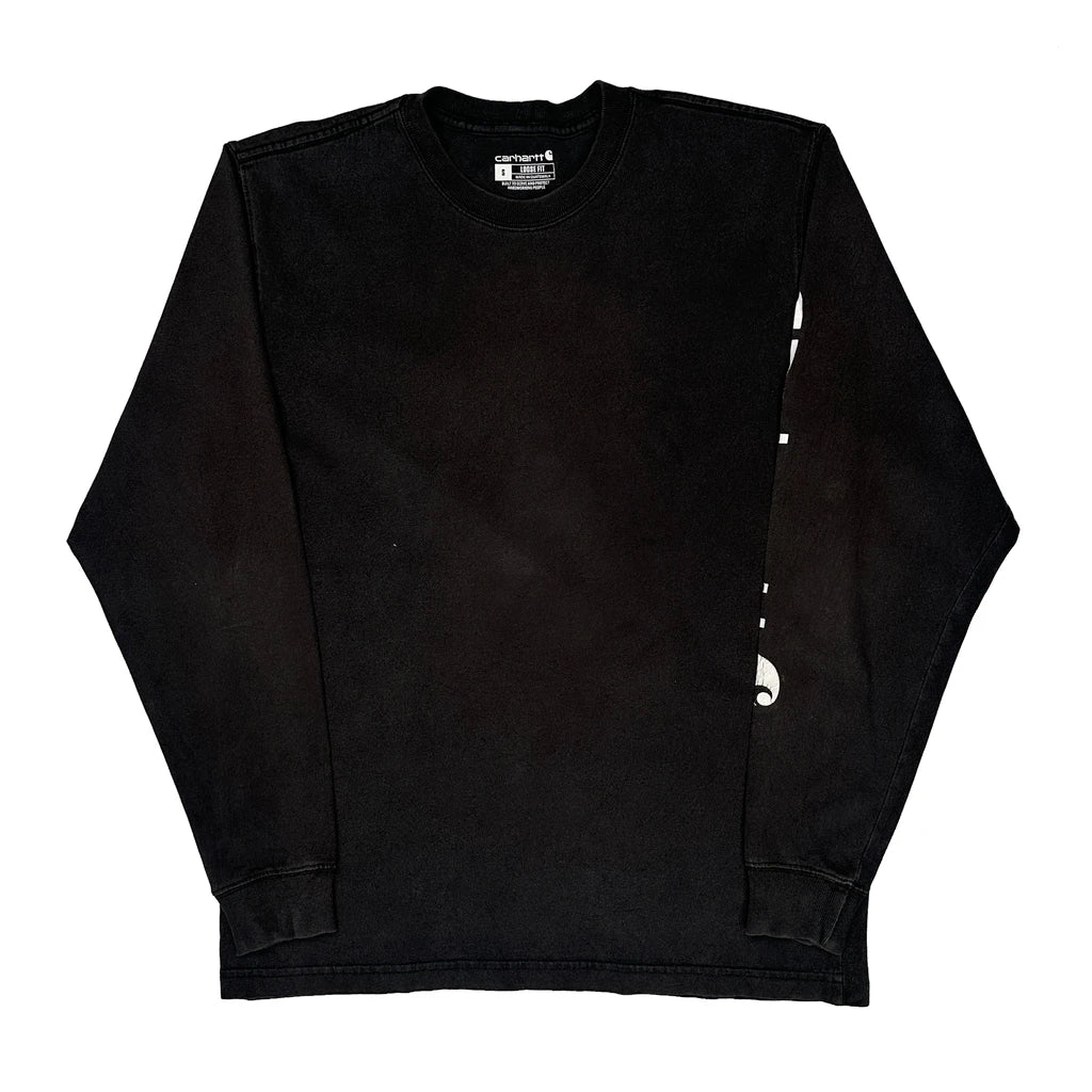 Carhartt Spellout Long Sleeve T-Shirt - Small Black Cotton