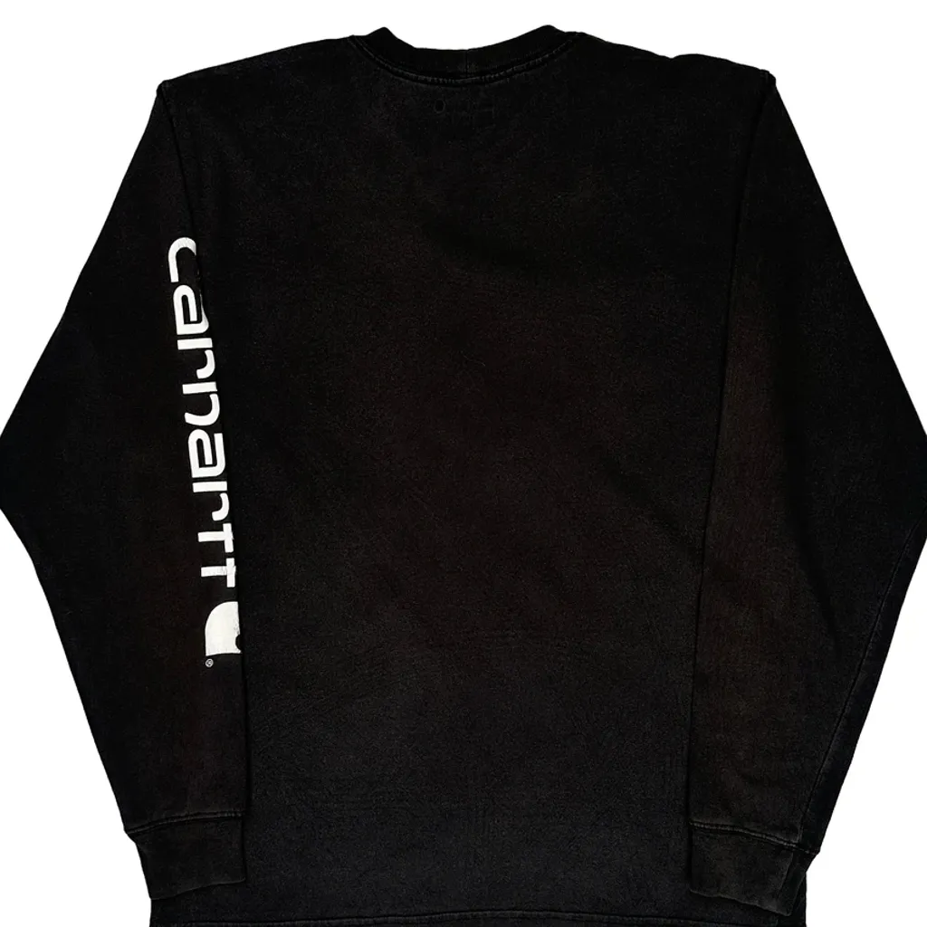 Carhartt Spellout Long Sleeve T-Shirt - Small Black Cotton - Image 6