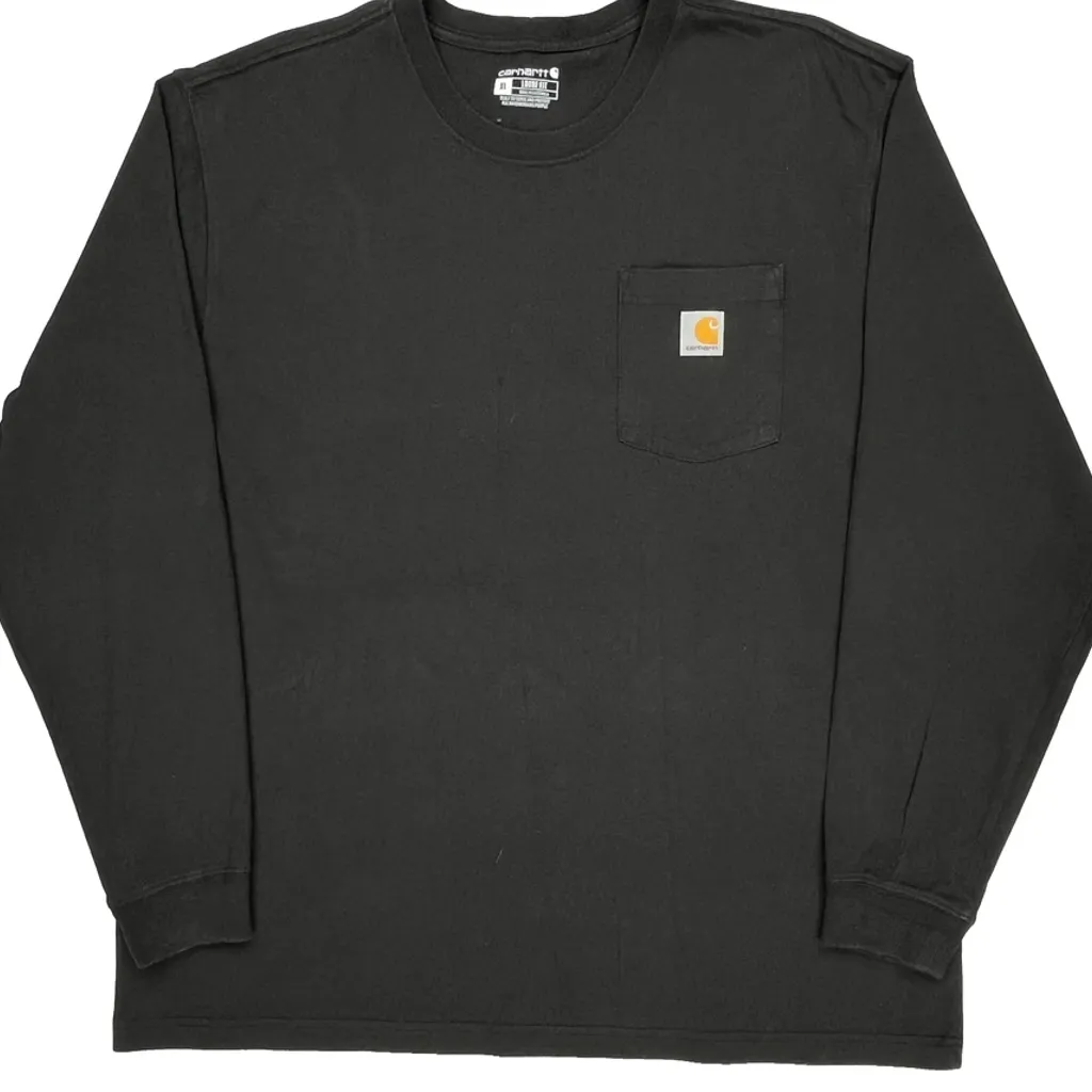 Carhartt Long Sleeve T-Shirt - XL Black Cotton - Image 4