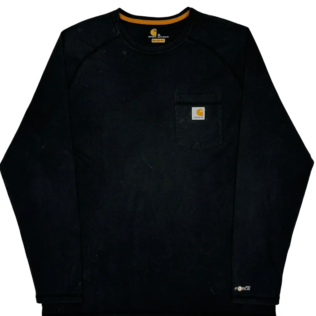 Carhartt Long Sleeve T-Shirt - XL Black Cotton Blend - Image 6