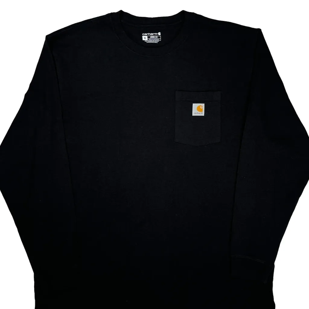 Carhartt Long Sleeve T-Shirt - XL Black Cotton - Image 4