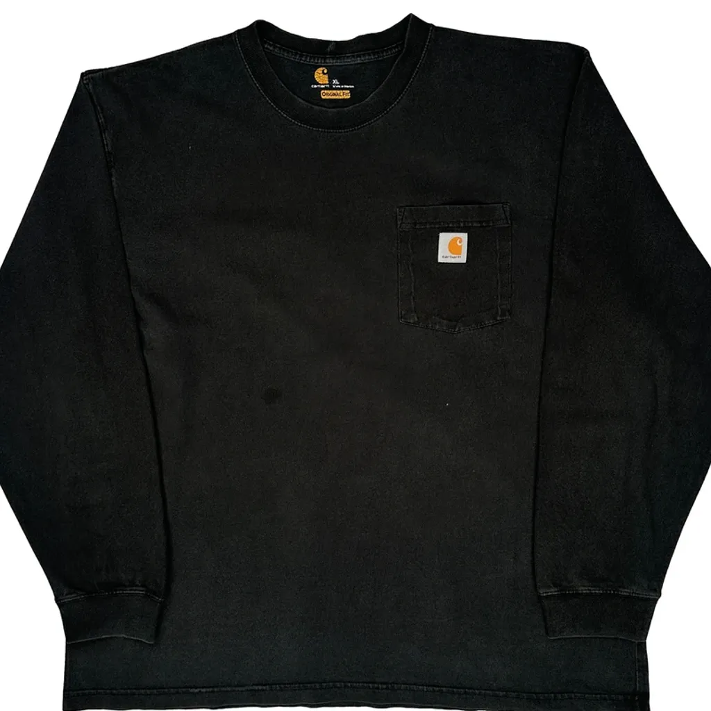 Carhartt Long Sleeve T-Shirt - XL Black Cotton - Image 4