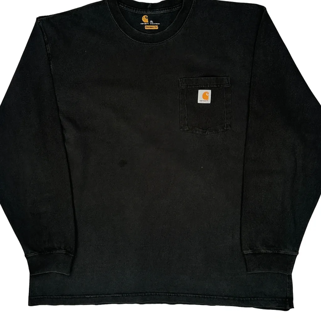 Carhartt Long Sleeve T-Shirt - XL Black Cotton - Image 5