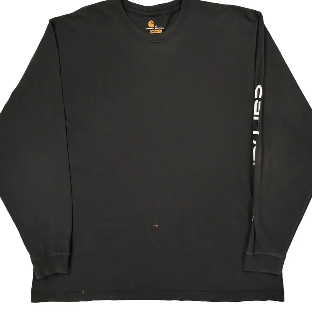 Carhartt Spellout Long Sleeve T-Shirt - XL Black Cotton - Image 4