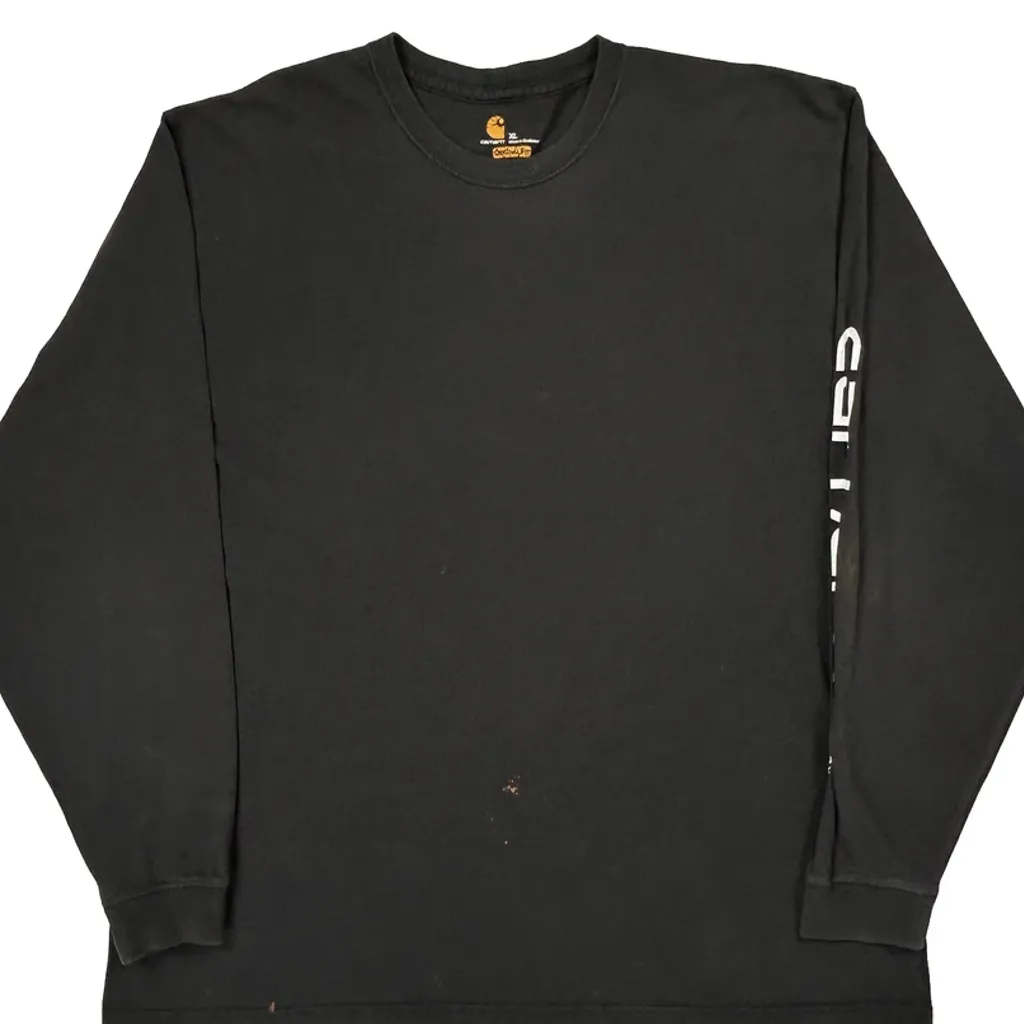 Carhartt Spellout Long Sleeve T-Shirt - XL Black Cotton - Image 5