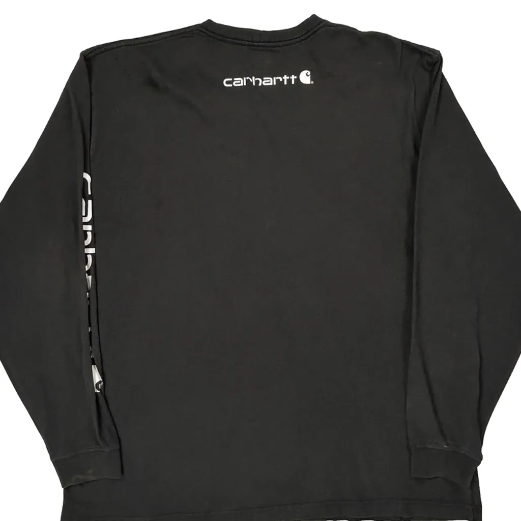 Carhartt Spellout Long Sleeve T-Shirt - XL Black Cotton - Image 7