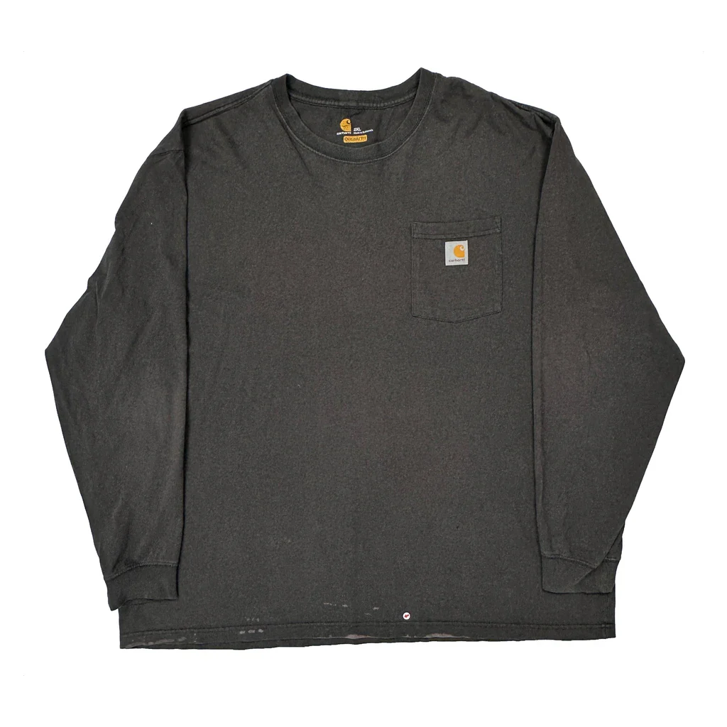 Carhartt Long Sleeve T-Shirt - 2XL Black Cotton