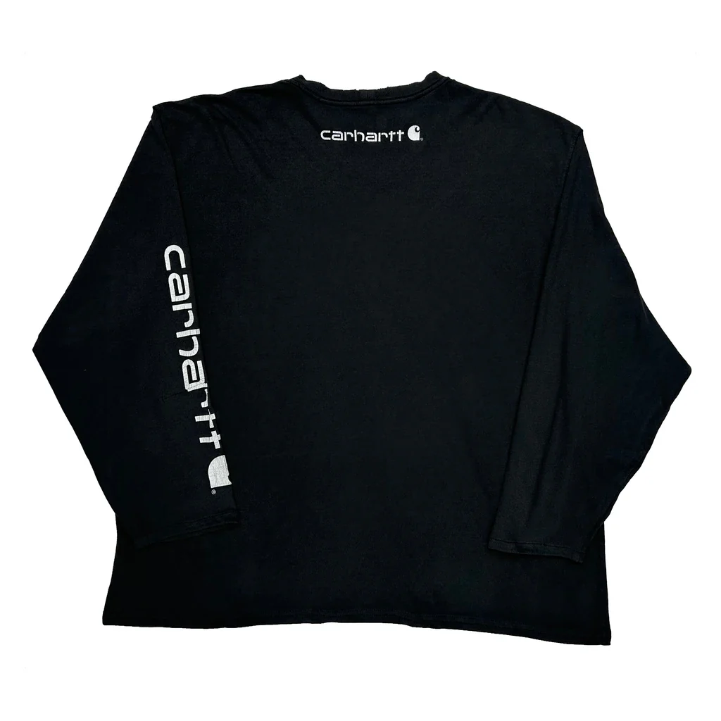 Carhartt Spellout Long Sleeve T-Shirt - 2XL Black Cotton - Image 2