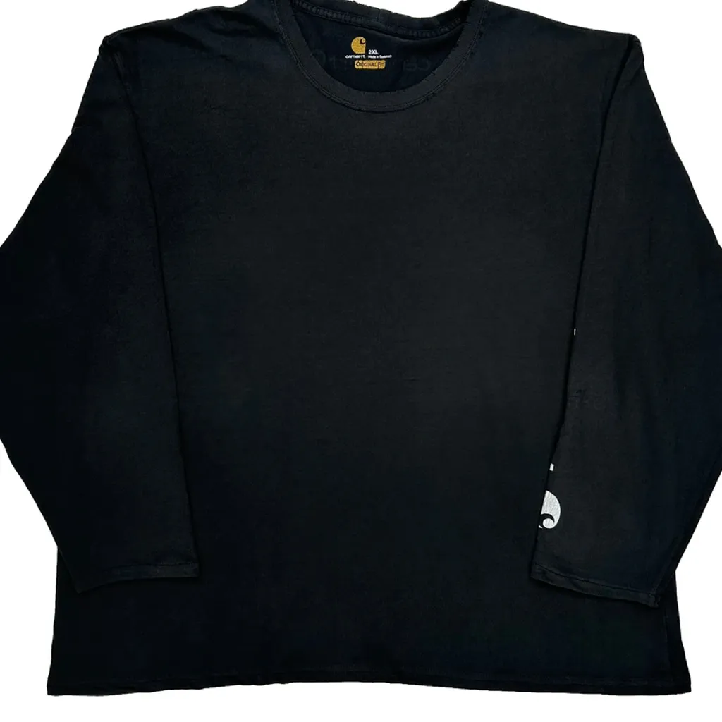 Carhartt Spellout Long Sleeve T-Shirt - 2XL Black Cotton - Image 4