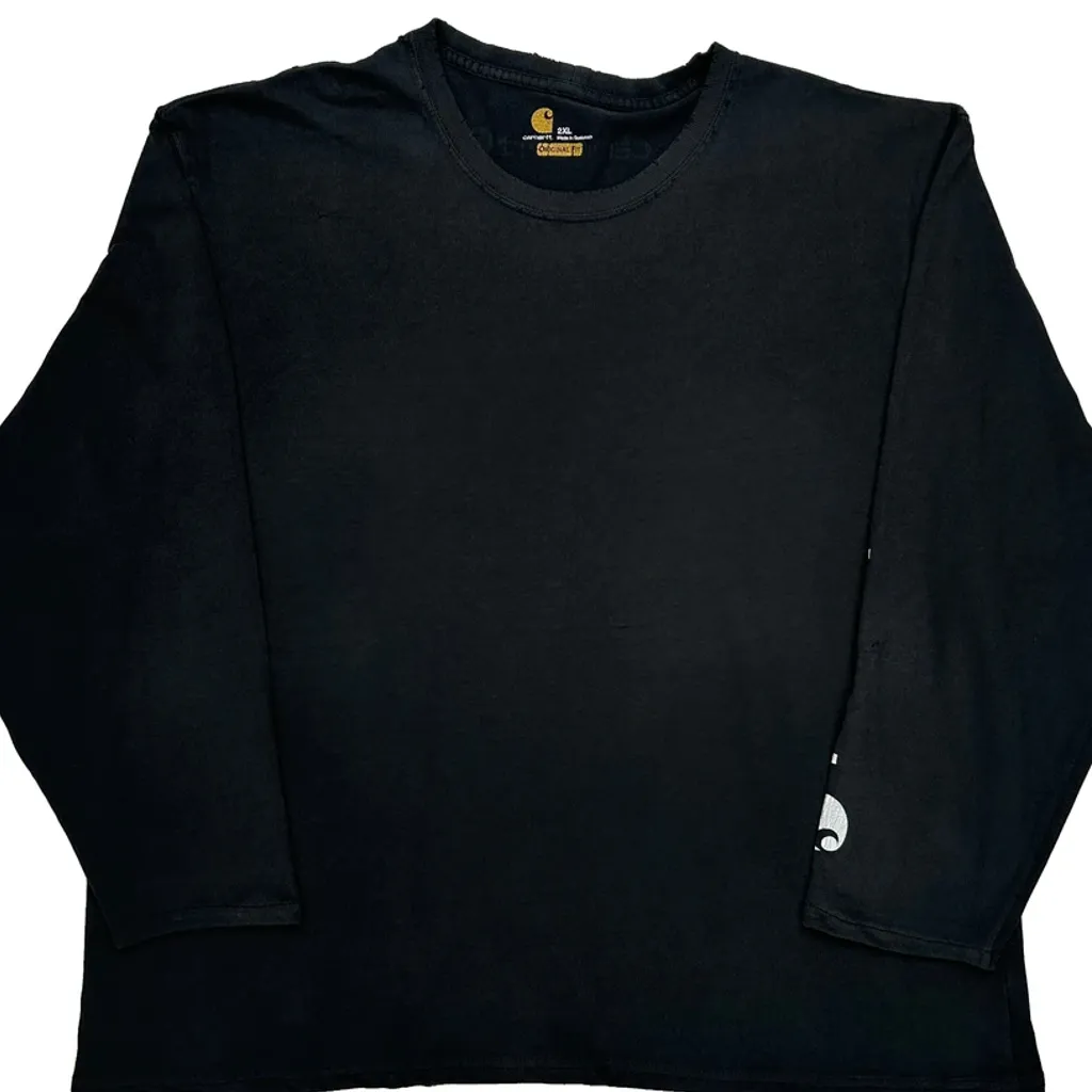 Carhartt Spellout Long Sleeve T-Shirt - 2XL Black Cotton - Image 5