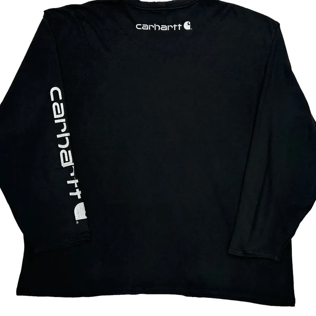 Carhartt Spellout Long Sleeve T-Shirt - 2XL Black Cotton - Image 6