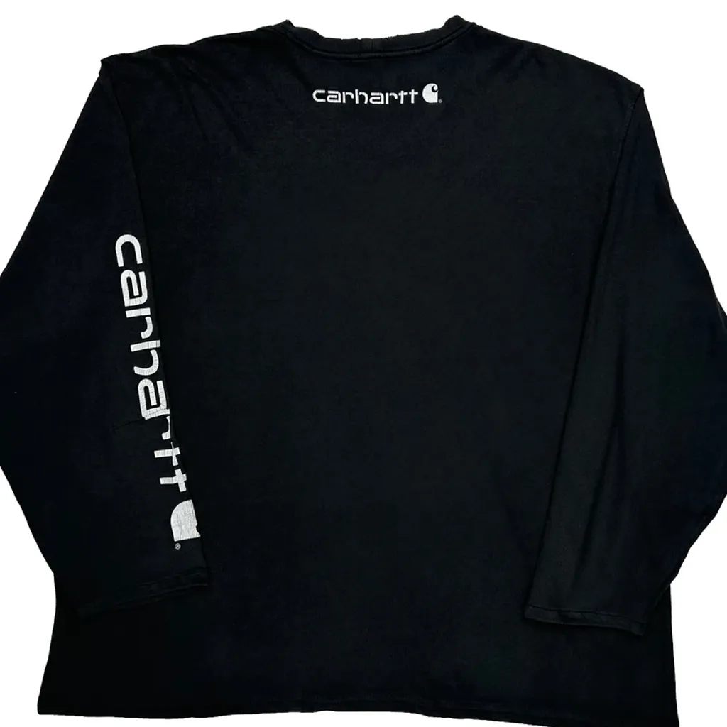 Carhartt Spellout Long Sleeve T-Shirt - 2XL Black Cotton - Image 7