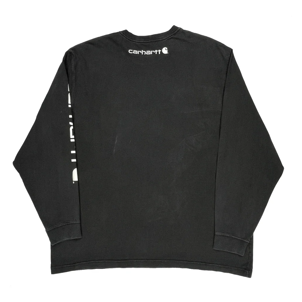 Carhartt Long Sleeve T-Shirt - 2XL Black Cotton - Image 2