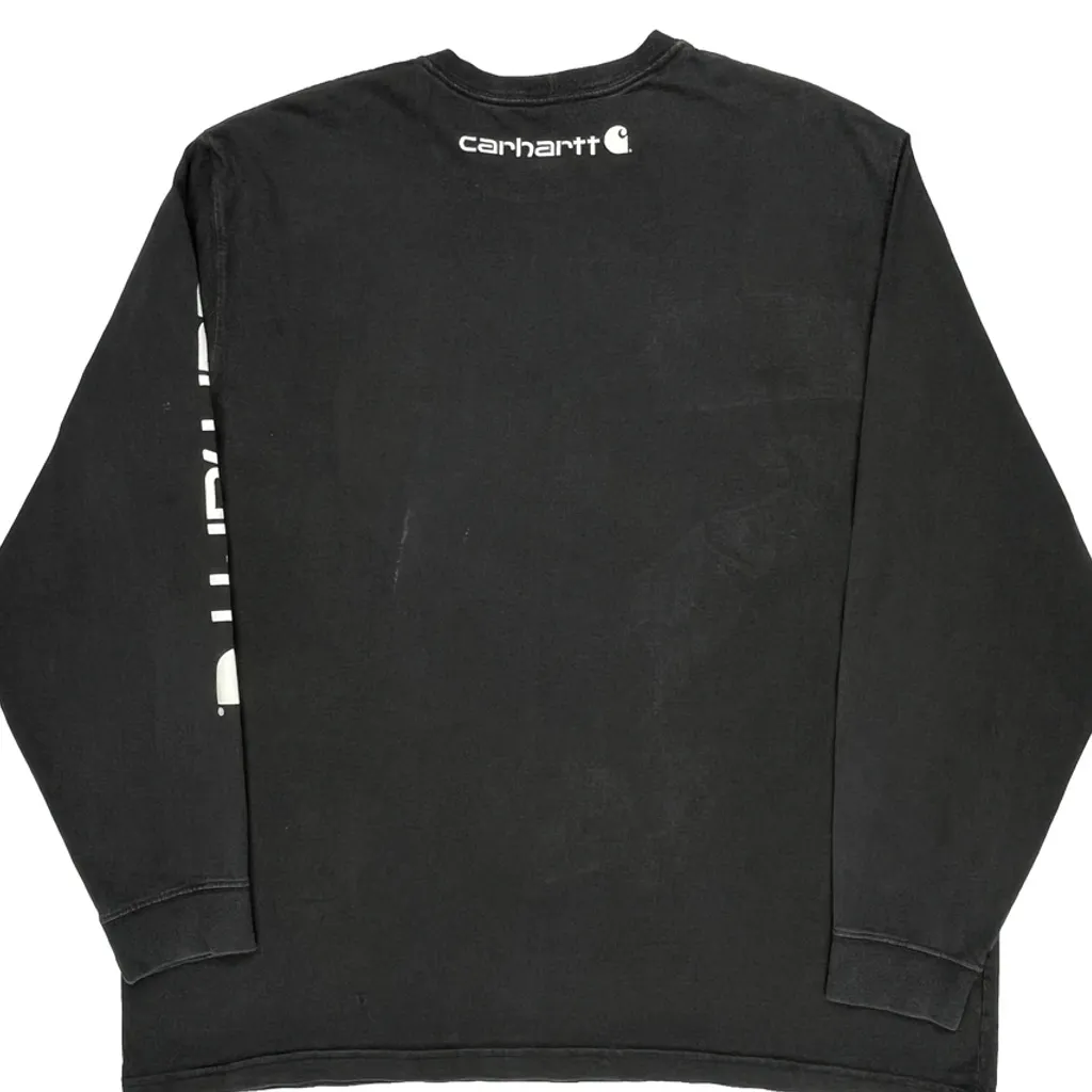 Carhartt Long Sleeve T-Shirt - 2XL Black Cotton - Image 7