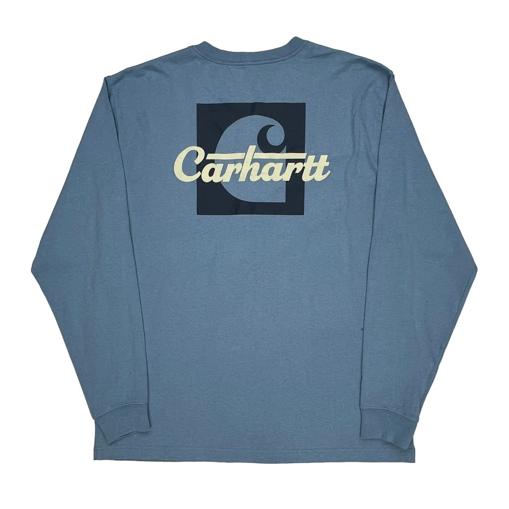 Carhartt Long Sleeve T-Shirt - Large Blue Cotton - Image 2
