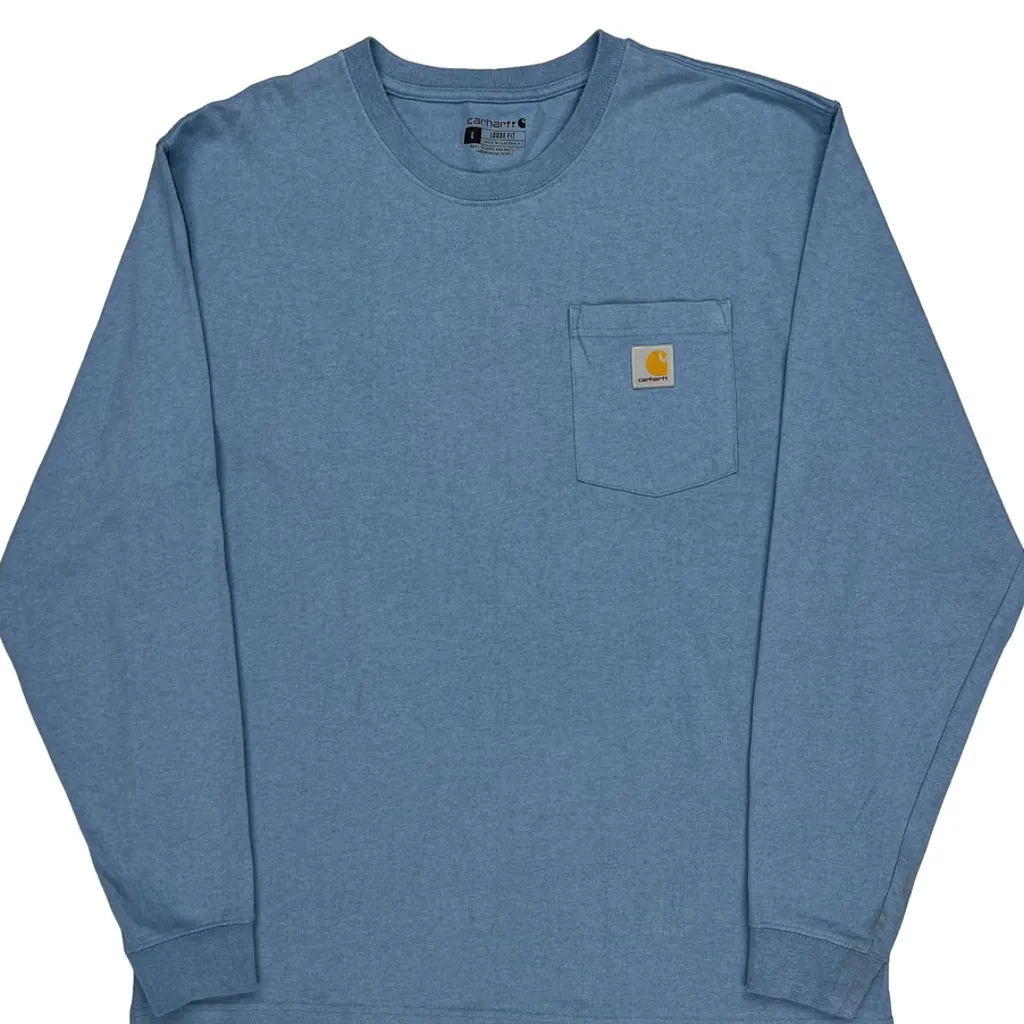 Carhartt Long Sleeve T-Shirt - Large Blue Cotton - Image 4