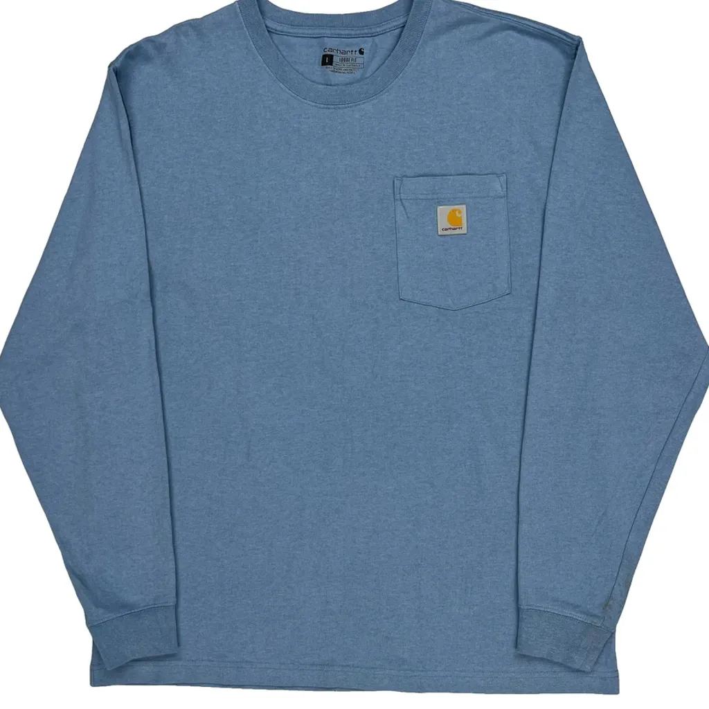 Carhartt Long Sleeve T-Shirt - Large Blue Cotton - Image 5