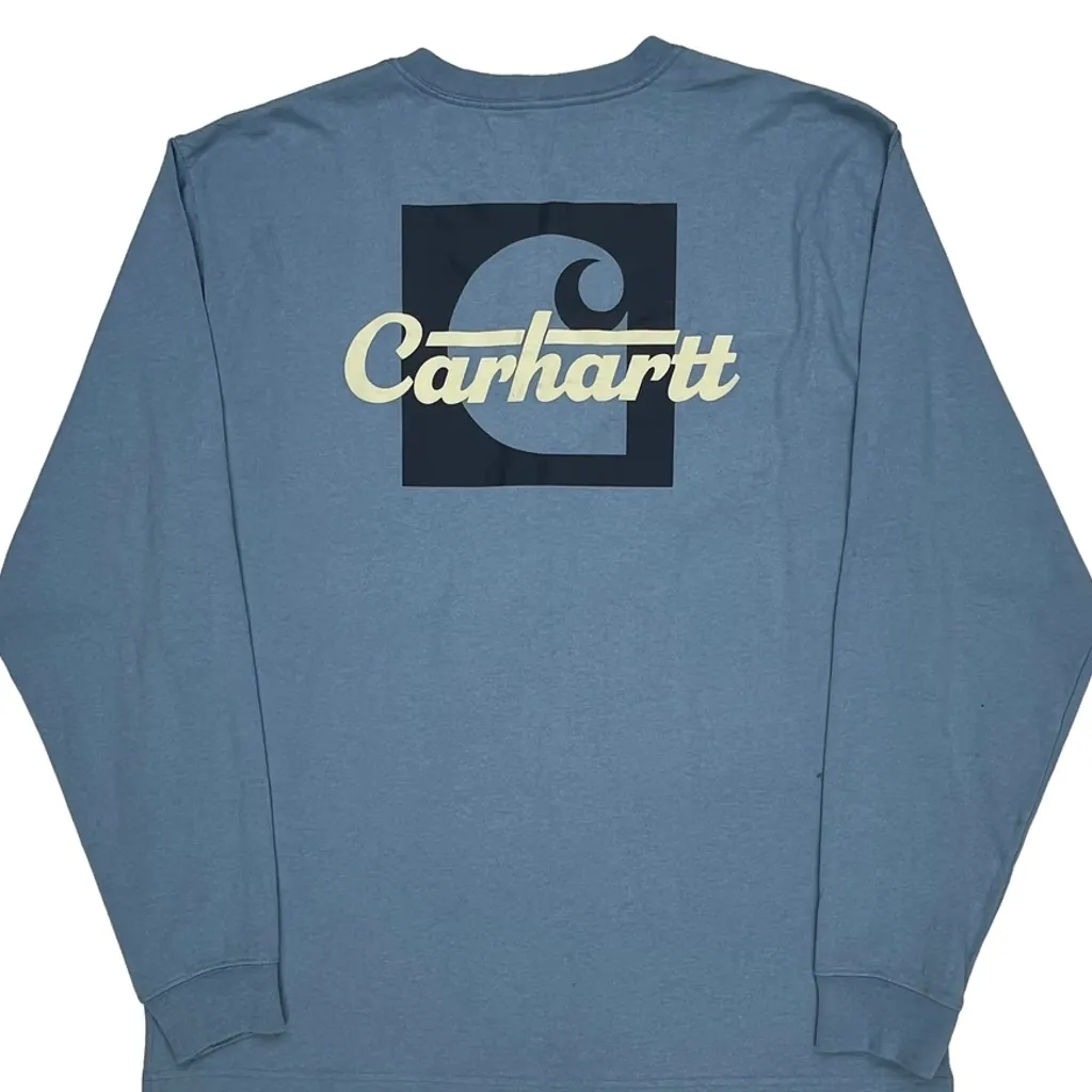 Carhartt Long Sleeve T-Shirt - Large Blue Cotton - Image 6