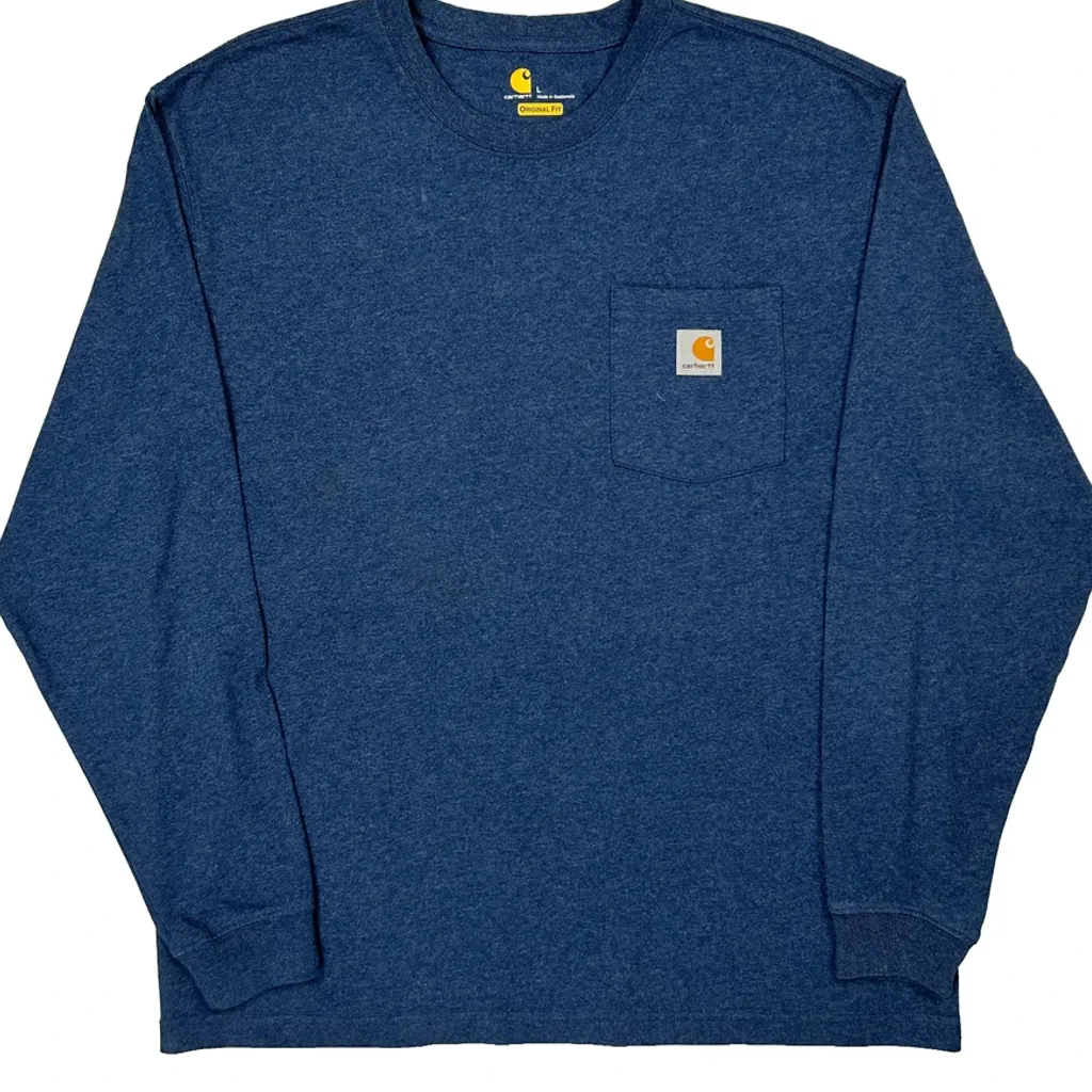 Carhartt Long Sleeve T-Shirt - Large Blue Cotton - Image 5