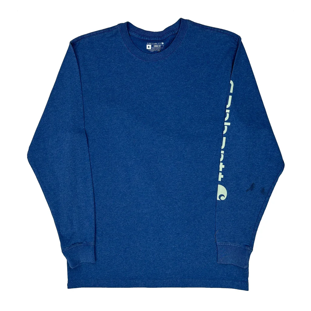 Carhartt Long Sleeve T-Shirt - Medium Blue Cotton