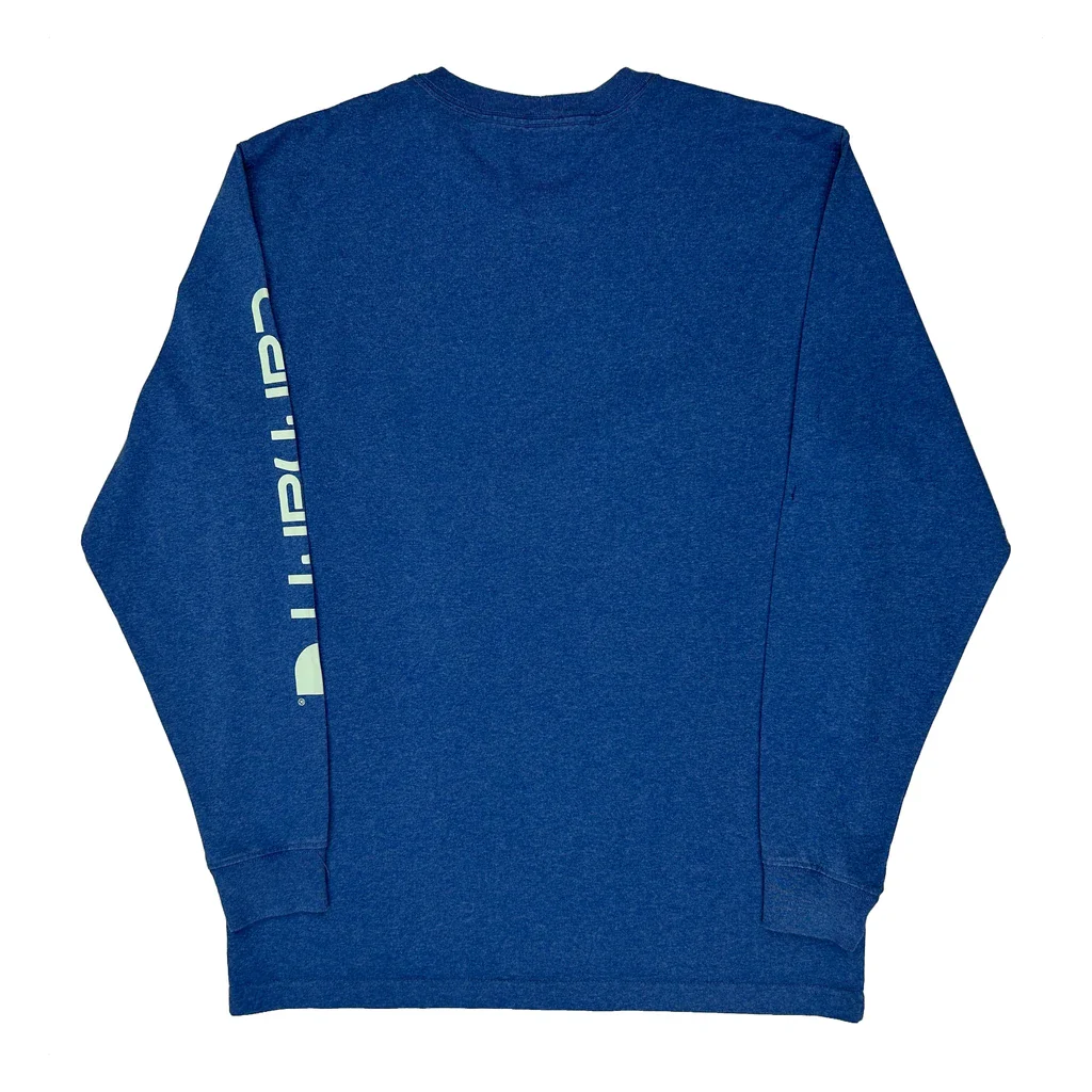 Carhartt Long Sleeve T-Shirt - Medium Blue Cotton - Image 2