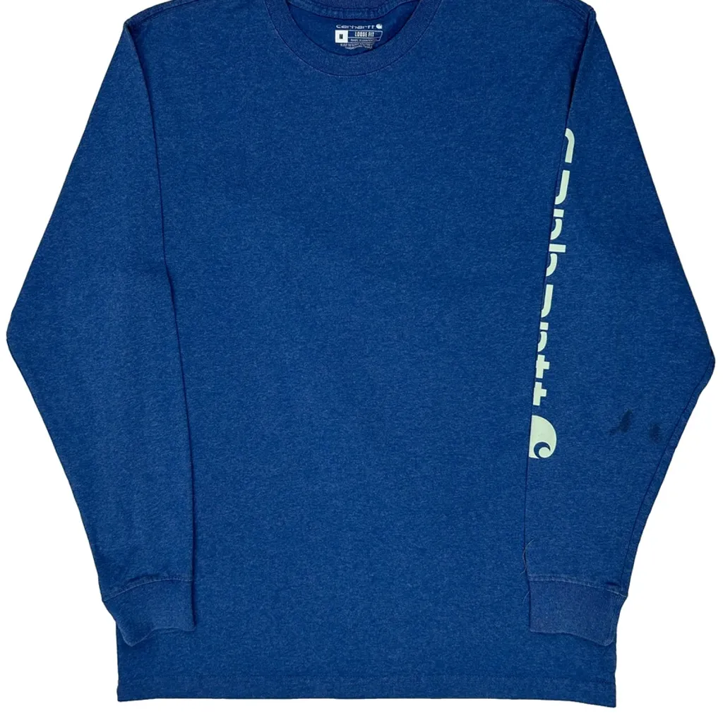 Carhartt Long Sleeve T-Shirt - Medium Blue Cotton - Image 4