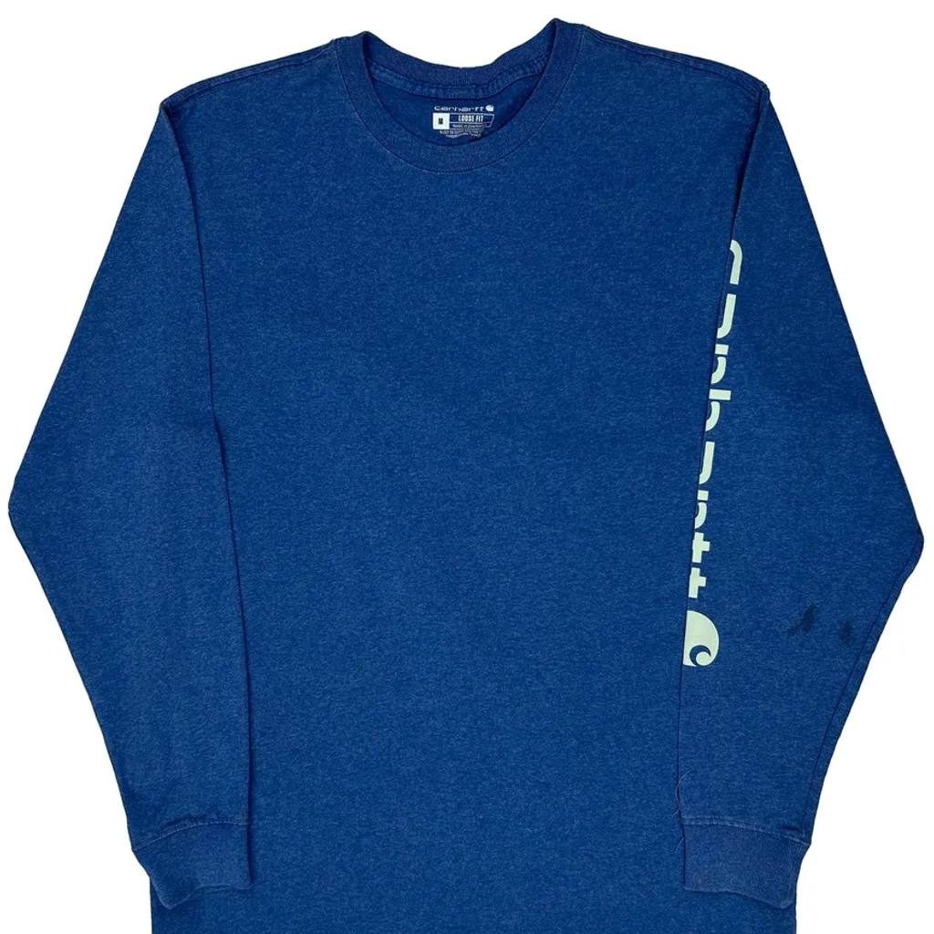 Carhartt Long Sleeve T-Shirt - Medium Blue Cotton - Image 5