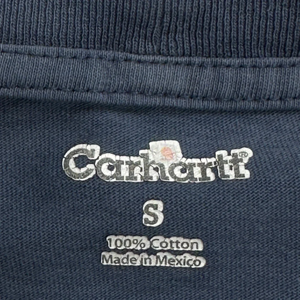 Carhartt Spellout Long Sleeve T-Shirt - Small Blue Cotton - Image 3