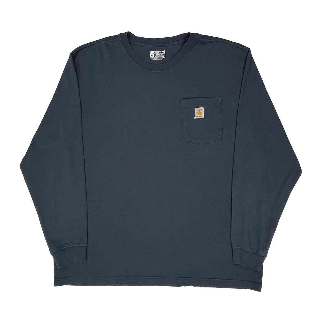 Carhartt Long Sleeve T-Shirt - XL Blue Cotton