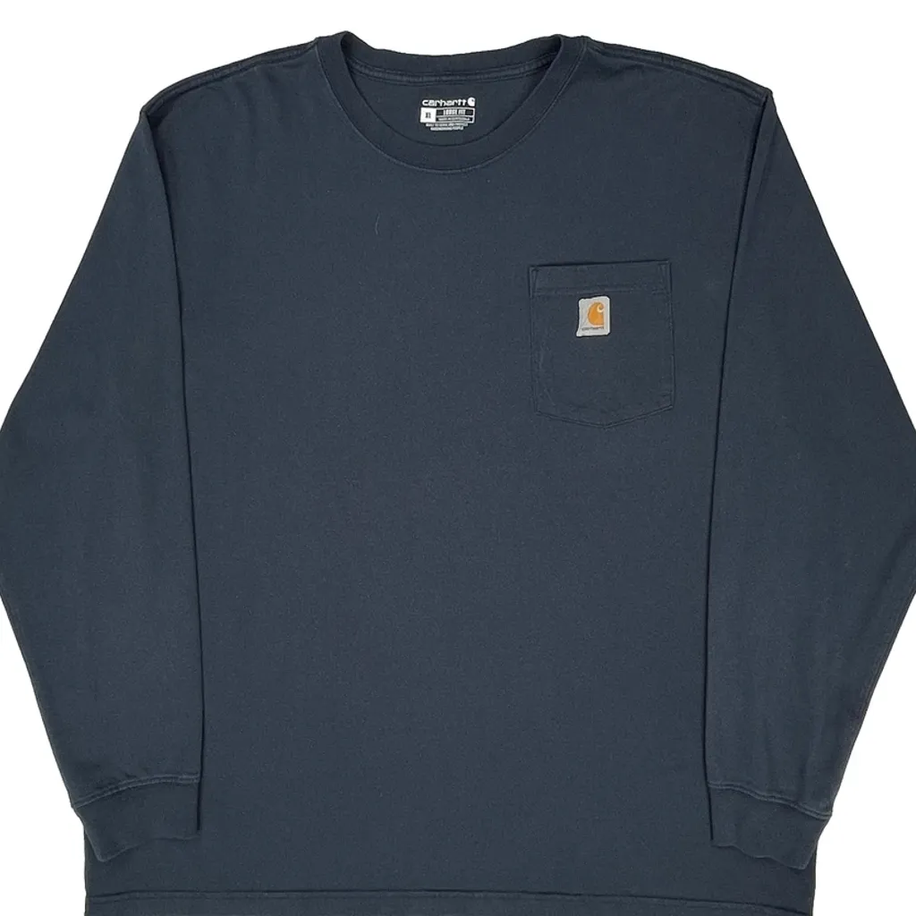 Carhartt Long Sleeve T-Shirt - XL Blue Cotton - Image 5