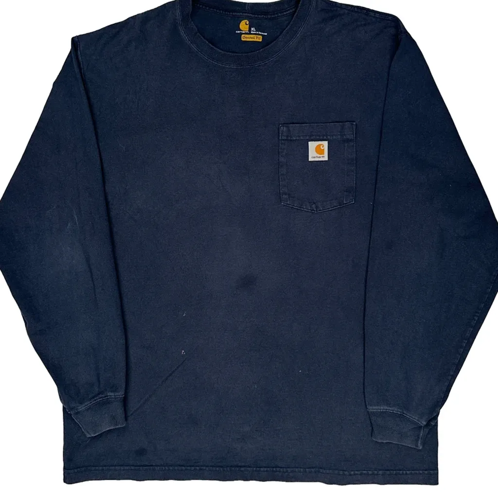 Carhartt Long Sleeve T-Shirt - XL Blue Cotton - Image 5