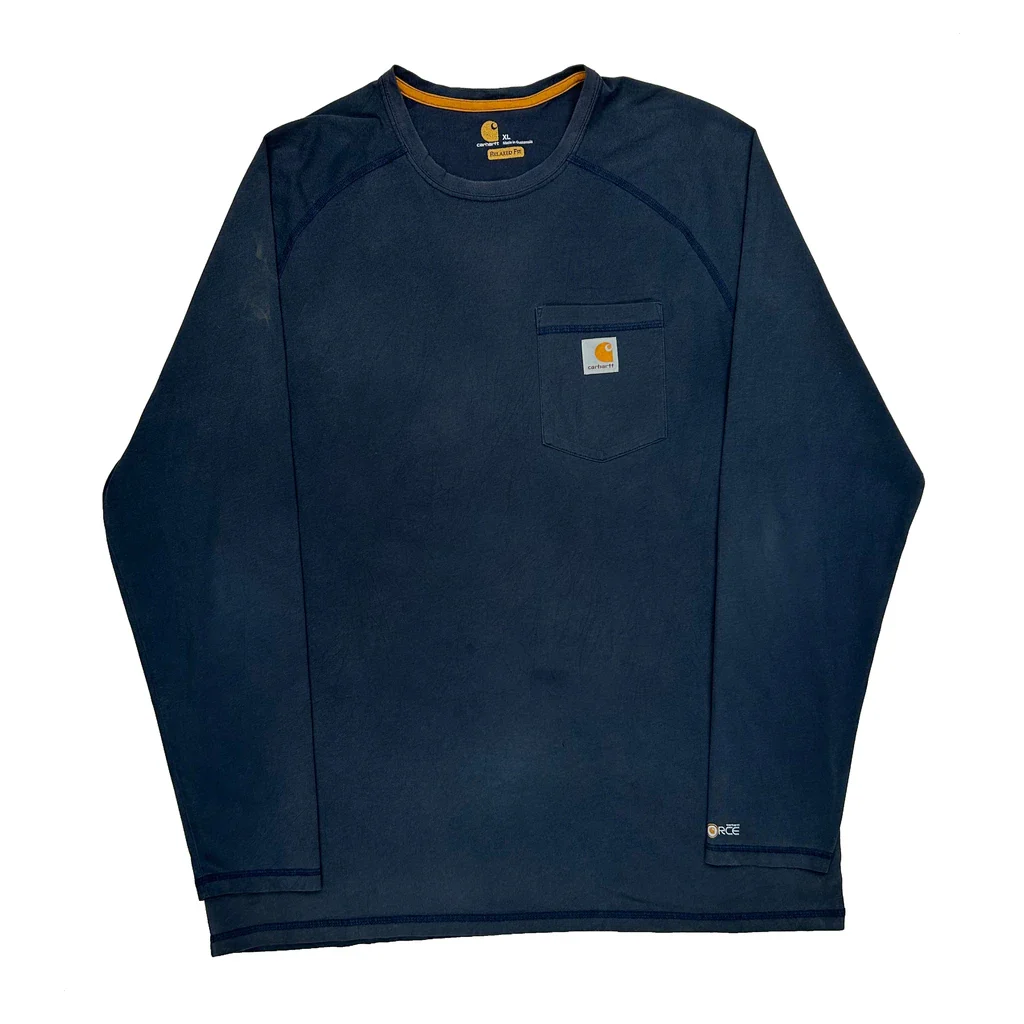 Carhartt Long Sleeve T-Shirt - XL Blue Cotton