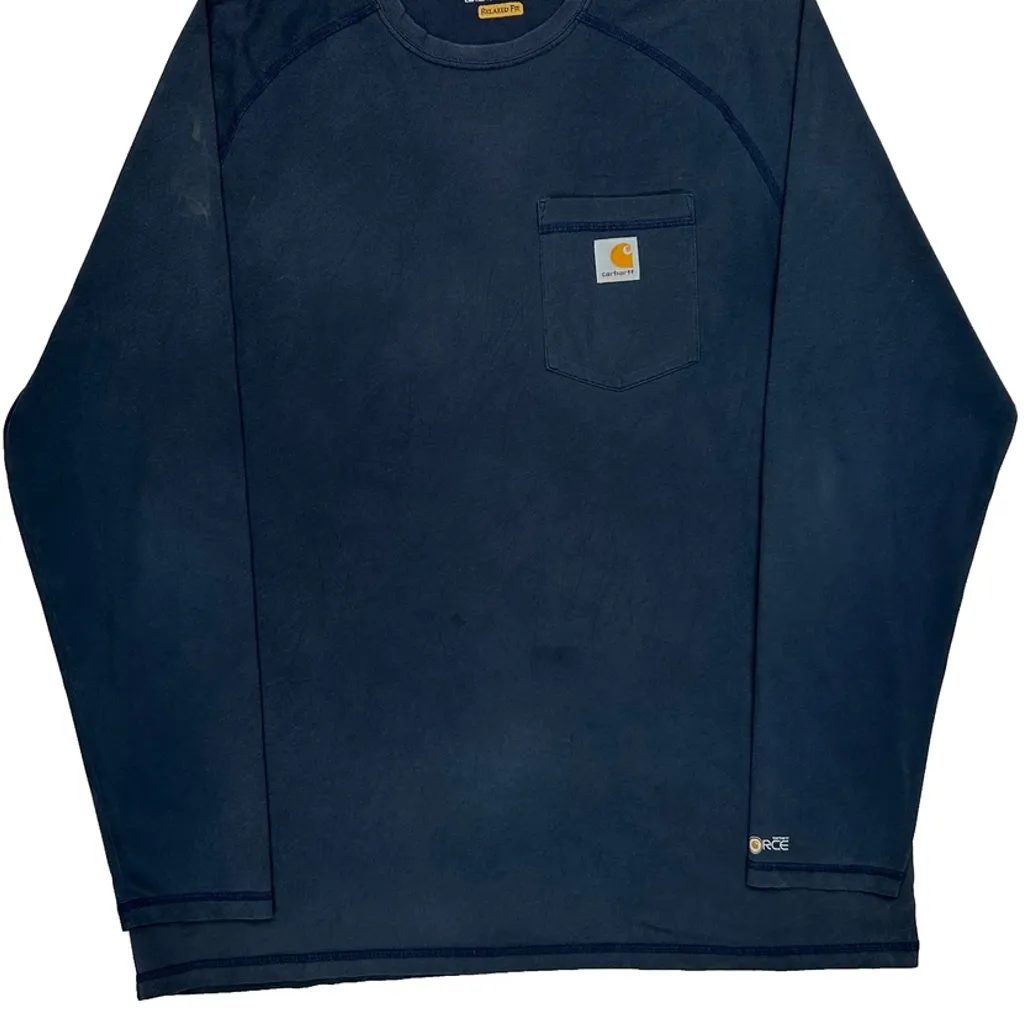 Carhartt Long Sleeve T-Shirt - XL Blue Cotton - Image 5