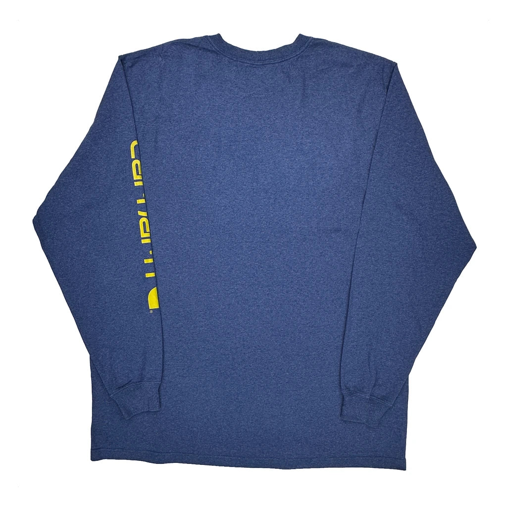 Carhartt Tall Long Sleeve T-Shirt - XL Blue Cotton - Image 2