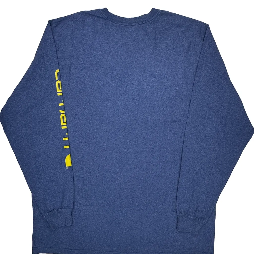 Carhartt Tall Long Sleeve T-Shirt - XL Blue Cotton - Image 6