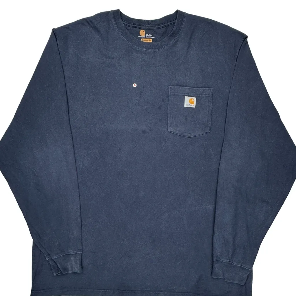 Carhartt Long Sleeve T-Shirt - XL Blue Cotton - Image 4